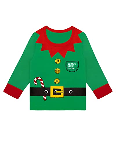 Yruiz Christmas Little Boys' Cute Elf Cosplay Long Sleeve T-shirt (elf-green, 5T)