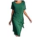 Damen Stufen Chiffonkleid Faltenkleid Patchwork Sommerkleider Chiffon Rundhals Kurzärm Kleid Mode Elegant Abend Midikleid Abendkleider Partykleid