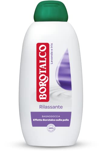 Borotalco Gel de ducha relajante para lavanda e Iris, baño de cuerpo, fórmula relajante, relajación, efecto borotalco en la piel, dermatológicamente probado, botella de 600 ml