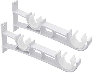 Curtain Rod Bracket, Heavy Duty Curtain Rod Holders White Curtain Rod Hooks for 1 Inch Drape Rods, Single Curtain Rod Brackets Rod Hangers Support for Wall, 2 Pack