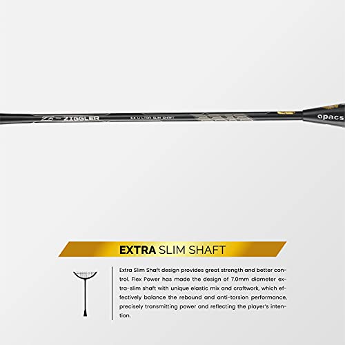 Image of Apacs Z-Ziggler (Unstrung, 38 LBS Max Tension) 6.4mm Slim Shaft | Made in Vietnam | 100% Japanese Graphite Badminton Racket with Free Full Cover | G2-4 1 /8 inches (Black Blue Grey)
