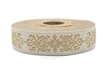 10 mètres 20 mm Jaune et Beige Ruban Jacquard Tissé à Motif Victorien Rouleaux galon ru...