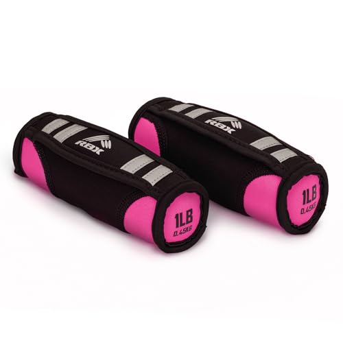 Image of RBX 2lb Walking Weights Pair (1lb Each), Soft Hand Weights with Reflective Safety Straps, Ergonomic Grip & Breathable Fabric, Add Resistance to Walking, Jogging & Aerobics