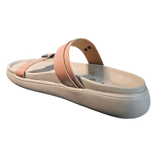 Image of Women's Vegan Leather Flat Sandals | Stylish Ladies Sandal with Cushioned Footbed | Lightweight & Waterproof EVA Sole | Comfortable Everyday Wear