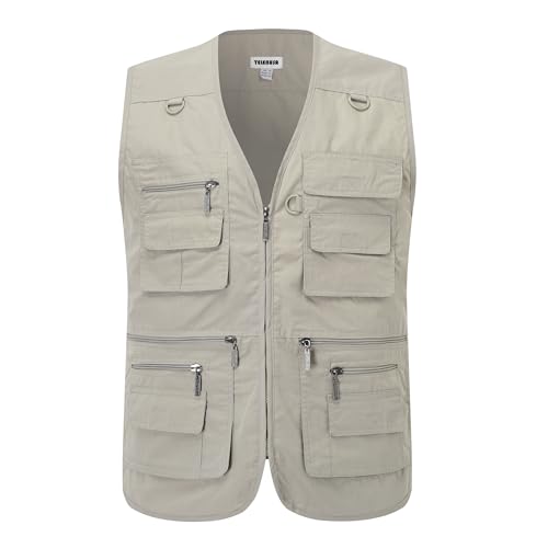 Mens Outdoor Casual Vest Summer Lightweight Multi Pockets Multifunction Gilets