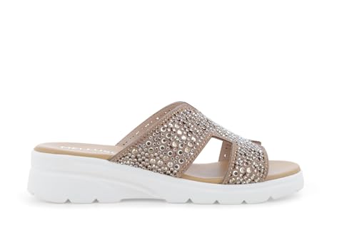 Sandale compensée marron à strass r80232q pour femme élégante