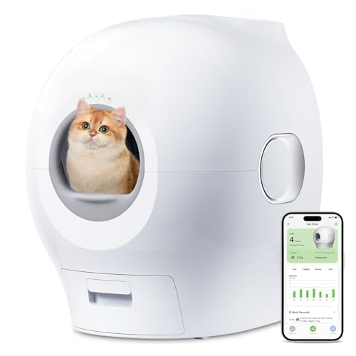 Smart Auto-Flush Cat Toilet with APP Control - 80L Large Cat Litt...