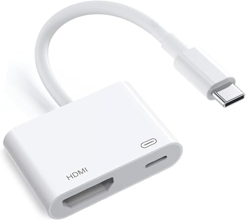 USB C to HDMI Adapter for iPhone 15/16 to TV, Type-C to HDMI Adapter with 100W Fast Charging &4K@60Hz HDMI Port, Type C Digital AV HDMI Adapter for iPhone 15/16series MacBook Pro Air iPad Pro