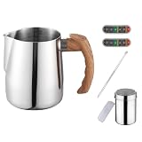 Zuquik Jarra para Espumar Leche, 20oz/600ml Taza De Acero Inoxidable para Espumar Leche,...