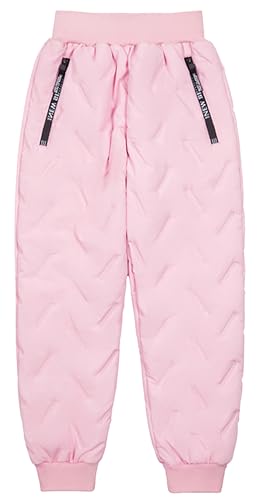 Panegy Jungen Jogginghose Elastische Taille Thermische Warme Isolierte Hose Dicke Thermische Weiche Winter Fleece Sweathose mit Taschen Casual Schule Spielen Trainingsanzug Hose Rosa