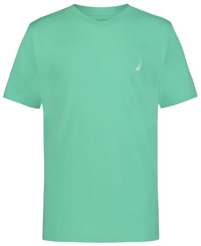 Image of Nautica Boys' Short Sleeve Solid V-Neck T-Shirt, Soft, Comfortable, Relaxed Fit