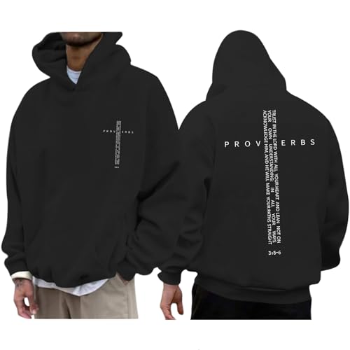 Christian Hoodies for Men Inspirational Religious Faith Cross Sweatshirts Vintage Bible Verse Graphic Hoodie Pullover