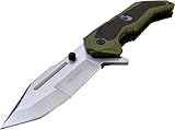 TAC Force TF-980GN Spring Assist Folding Knife, Silver Straight Edge Blade, Green and Black Handle, 4.75-Inch Closed