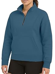 Women Bottle Blue Half Zip Hoodie