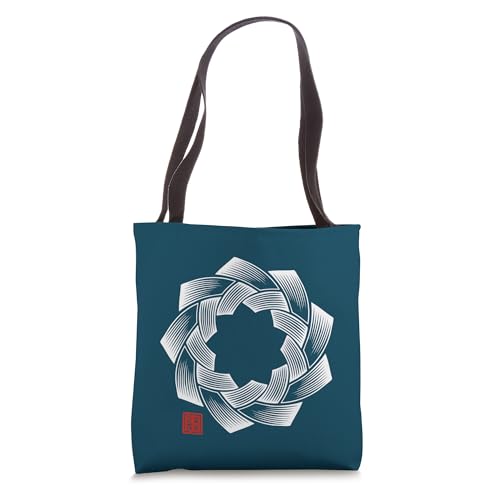 Woven Spiral Star - Baha’i 9-Pointed Star Woodblock Art Tote Bag