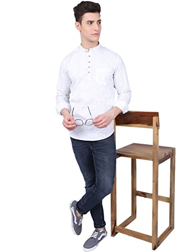 Image of Majestic Man Men's Cotton Regular Fit Short Printed Designer Kurta