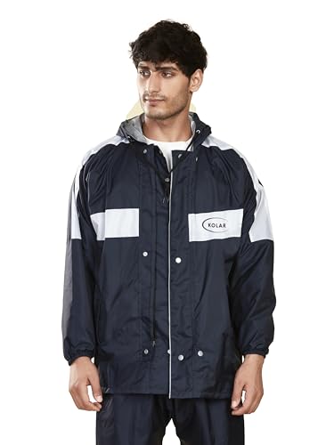 Image of KOLAR Men's Waterproof Rain Suit with Jacket and Pant With Reflective Surface, Extended Hood, Ouside and Inside Pocket