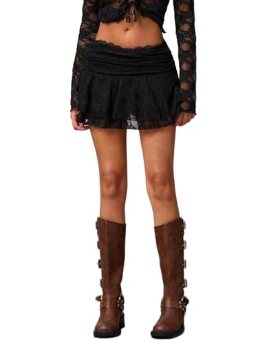 Trend Women's Summer Basic Skirt Lace Ballet Ruffled Mini Skirt For Beach