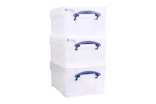 Really Useful Aufbewahrungsbox aus Kunststoff 21 l XL transparent 3 Stück