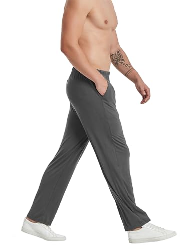 JINSHI Mens Pajama Pants Soft Modal Pajama Bottoms Loose Long Pj Pant Thin Sleepwear Lounge Pants with Pockets 2 Pack4