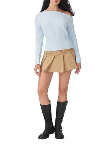 CIDER Off The Shoulder Sweaters for Women Cute Long Sleeve One Shoulder Fall Outfits Knit Pullover Sweater Tops Trendy2