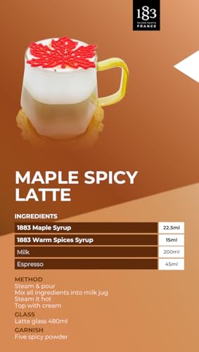 Image of 1883 Maple Syrup for Drinks, Made in France, 1 Liter Glass Bottle