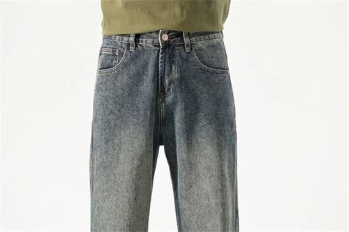 Men Baggy Pants Summer Straight Cut Loose Denim Pants Streetwear Pockets Vintage Wide Leg Jeans2