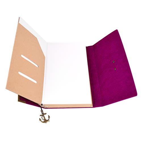 Sayeec Travel Journal Notebook, Vintage Slim Felt Cover Diary Writing Journal With Retro Bronze Lock, A6 Note Book For Taking Notes Small Lined Travelers Planner Notebook For Men & Women (Purple) #TOP6
