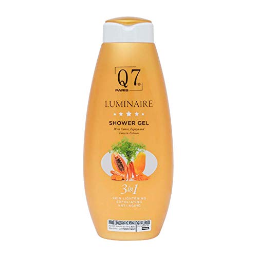 Q7Paris Luminaire 3-in-1 Shower gel: Skin Lightening Exfoliating and Anti-Aging With fruity papaya turmeric and zesty lemon peel Suitable for Face and Body ? 750ml