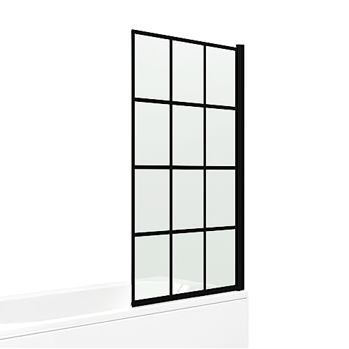 Mampara de ducha cuadrada negra enmarcada, panel de vidrio templado transparente, puerta de vidrio...