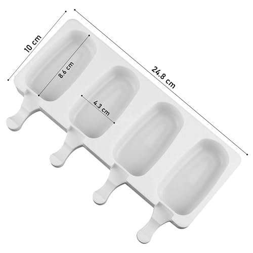 Image of MoldBerry 4 Cavity Big Oval Silicone Cakesicle Mould | Silicone Ice Cream Mould | Chocolate Cakesicle & Popsicle Mold | Food-Grade BPA Free | Reusable Non-Stick Popsicle Mold (Multicolor, Pack of 1)