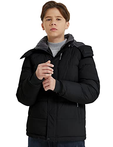 Image of Wantdo Boys Puffy Winter Coats Fleece-Lined Snow Jackets Removable Hood | Removable Hood, Windproof, Machine Washable