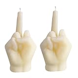 Starnearby Mittelfinger Kerze Lustige Stinkefinger Kerzen Mittelfinger-Duftkerze Handgeformte Kerzen Mittelfinger Kerzenform Weihnachten Kerzen für Hausdekoration Candle Geschenkset (2, Weiß)