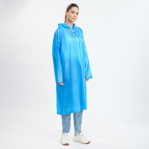 Image of ZEEL Unisex Outdoor Rain Poncho for Adult, Waterproof, Lightweight & Packable, Polyester Pullover Full Sleeves Hooded Rainwear, Poncho for Camping, Hiking, Travelling (EQRT101 AZ30, Free Size)