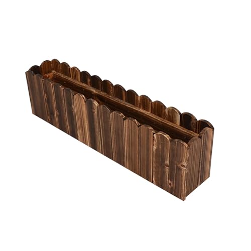 KESOTO Maceta de Madera Maciza, contenedor de Plantas, Caja de Madera Rectangular, macetero para Exteriores para Ventana, pequeño