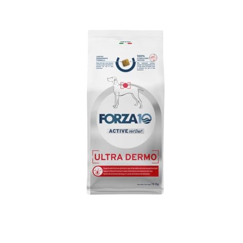 Forza 10 Hundefutter für ausgewachsene Hunde in allen Größen, unterstützt die Dermalfunktion bei Dermatose und übermäßigem Haarausfall, 10 kg