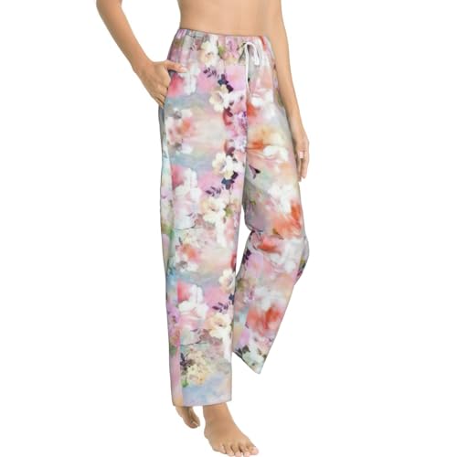 Pantalon de pyjama amples en maille douce à imprimé floral rose - 2