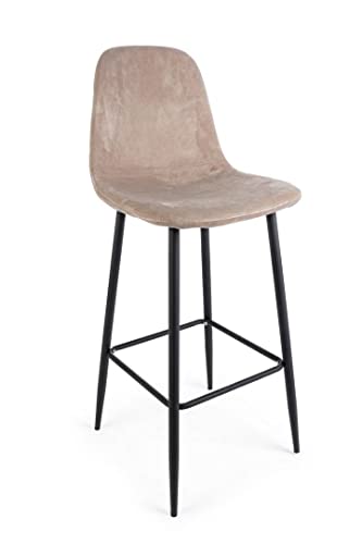 Set di 2 sgabelli bar IRELIA per uno stile elegante e raffinato; comoda seduta in legno nobilitato imbottita in schiuma poliuretanica, rivestimento in velluto, struttura in acciaio verniciato vero con poggiapiedi incorporato; Ottimo per l'ambiente domestico, locali come bar e ristoranti e studi professionali