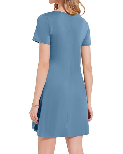 Image of JOLIGAL Summer Dresses for Women T Shirt Sundress, Beja Blue, S