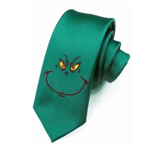 OPEIXSAYKOC Krawatten für Herren Grüin, Weihnachtskrawatte Herren, Krawatte Dunkelgrün, Grüne Weihnachtskrawatte, Funny Christmas Tie, Festtagskleidung Und Accessoires (7...