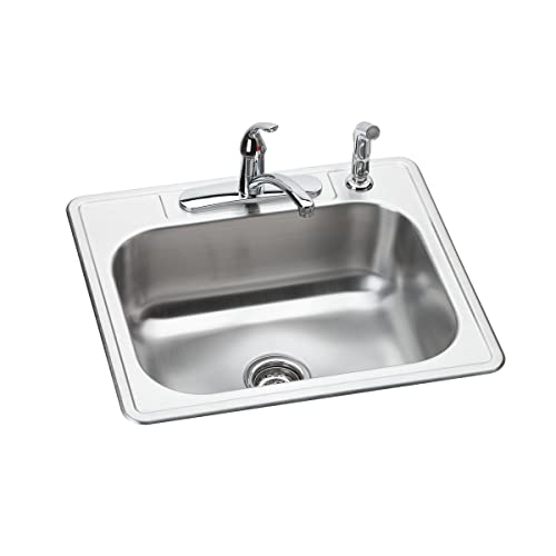 Elkay Dayton Stainless Steel 25" x 22" x 8-1/16", 4-Hole Single Bowl Drop-in Sink and Faucet Kit