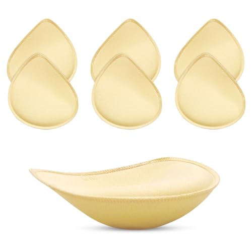 KSang Thick Bra Pads Inserts for Push Up, 3 Pairs Breast Enhancers Sport Padding Add 1-2 Cups for Women Dresses Swimsuits Sport - A/B