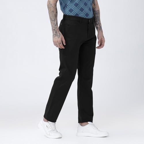 Image of BASICS Premium Cotton Stretch Formal Trousers for Men | Office Pants