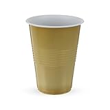 True Gold Plastic Cups, Disposable Plastic Drinking Glasses, Party Cups for Adults, 16oz Gold Set of 24