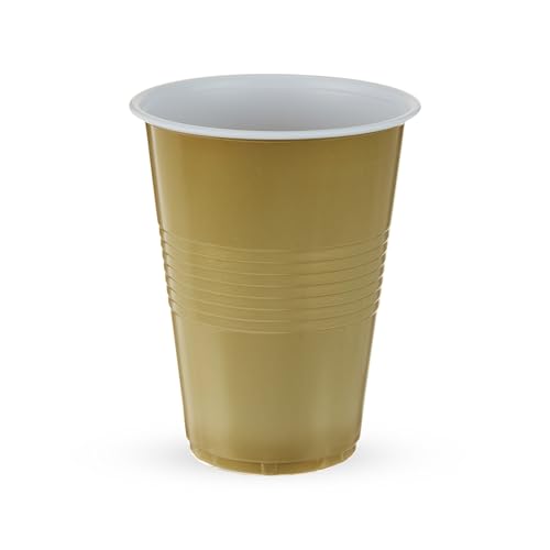 True Gold Plastic Cups Disposable Plastic Drinking Glasses Party Cups for Adults 16oz Gold Set of 24