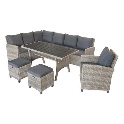 Green Spirit Garten Sitzgruppe Alpina - Grau, Polyrattan, für 9 Personen,...