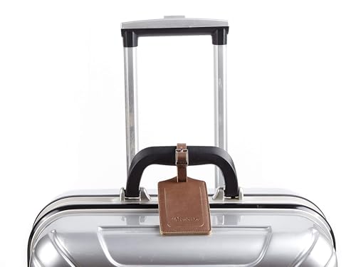 Image of Travelambo Luggage Tags for Suitcases PU Leather Travel Tags Bag Tags Privacy Protection Travel Essentials, Brown, One Size, Classic