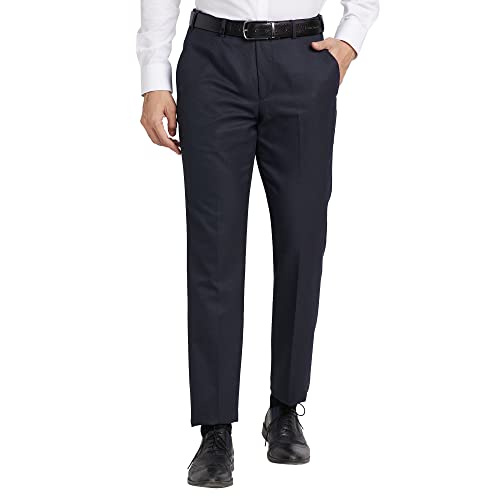 Image of Park Avenue Men's Polyester Blend Dobby Pattern Smart Fit Flat Front Formal Trouser