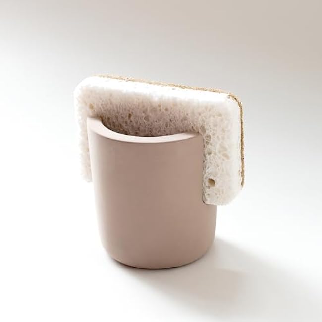 Selegna Diatomite Sponge Holder - Quick Dry Kitchen Sink Organizer - Fast Absorbing Stone Drying Caddy -Dish Sponge Holder for Kitchen Sink, Diatomaceous Earth Sponge Holder (Brown, Large)