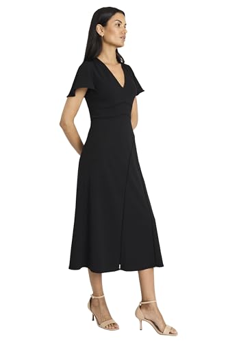 Maggy London Women's Elegant Midi Flutter Sleeves-V-Neck A-line Silhouette-Versatile Cocktail Dress2